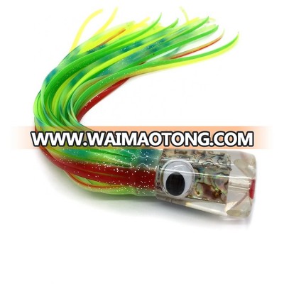 Jet holes resin head trolling lure skirts Wholesale fishing tackle tuna marlin saltwater fishing lure