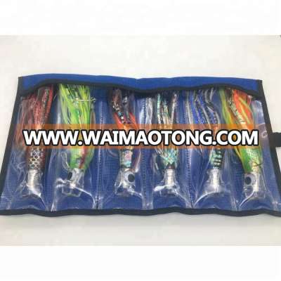 9" marlin fishing lure set lure bag acrylic resin head trolling fishing lure factory wholesale